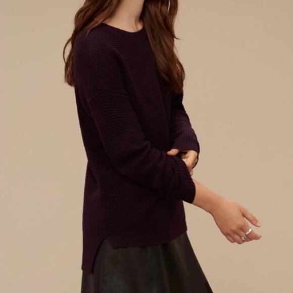 Aritzia Wilfred Free Isabelli Waffle Knit Sweater Deep Purple Size Small - Picture 3 of 8